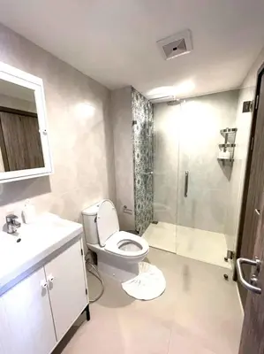 a bathroom with a toilet and a shower and a sink at С12 Title Naiyang Ватсап669З5В2I976 in Nai Yang Beach