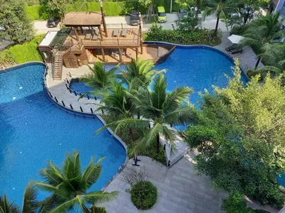 an aerial view of a resort with a swimming pool at С12 Title Naiyang Ватсап669З5В2I976 in Nai Yang Beach