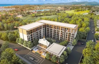 an aerial view of a building at C228 Brand New Condo Near Beach & Prime Location in Bang Tao Beach