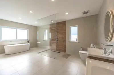 a large bathroom with a tub and a sink at V161 Quiet 4BR with Pool Table, 3 Min to Rawai Beach in Rawai Beach