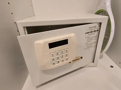 a white microwave oven sitting on top of a counter at Pool Side Retreat 1 BED - TC-B105 in Phuket Town