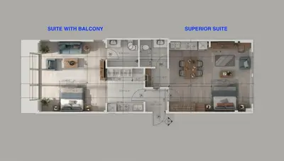 a detailed floor plan of a condo at The Escape Kamala in Kamala Beach