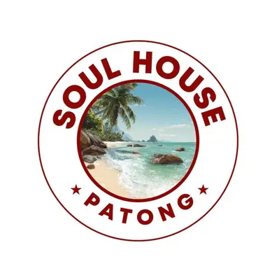 a round logo with a picture of a beach at Soul House Patong in Patong Beach