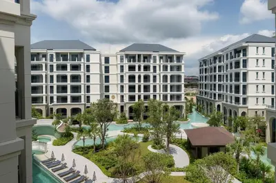 an aerial view of a resort with buildings at The Title Legendary Bang Tao - Modern 1BR Resort Apartment in Bang Tao Beach