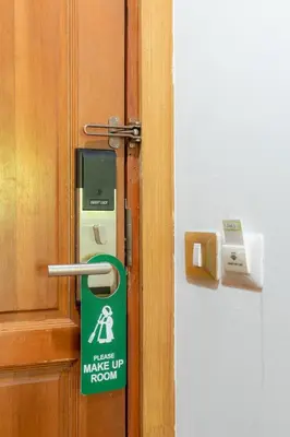 a sign on a door that says make up room at Chabana Resort Bang-tao Beach Phuket- SHA Extra Plus in Bang Tao Beach