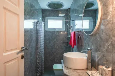 a bathroom with a sink and a shower at Platinum Villa Rawai 76 in Rawai Beach