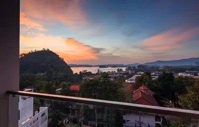 a view from a balcony of a city at Luxury room with Seaview in Ao Nang Beach
