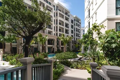 a view of the courtyard of a building at Cozy 1 Bdr Title Legendary Bang Tao 5 min to the Beach in Bang Tao Beach