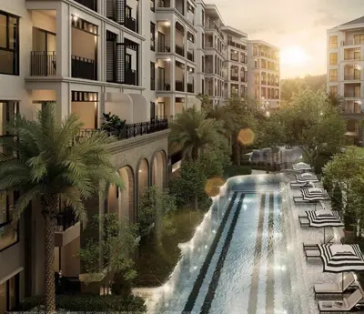 a rendering of a swimming pool in a building at C249 Brand new Pool view stay with great amenity in Bang Tao Beach