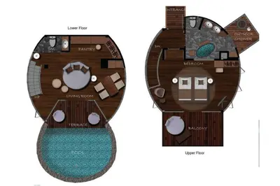 a floor plan of a pirate ship at Keemala - Tree Pool House in Kamala Beach
