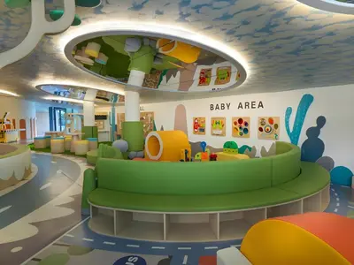 an interior view of a play area in a childrens room at Layan Green Park by Search Estate 1 bedroom in Ban Nong Chaeng