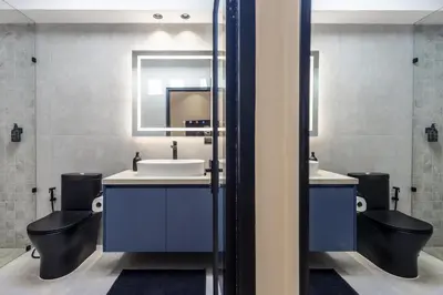 a bathroom with two sinks and a mirror at 5BR Luxury Pool Villa Patong TPSV138 in Patong Beach
