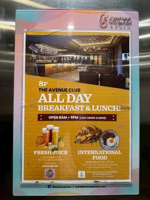 a poster for a all day breakfast and lunch restaurant at Stylish 1BR Surin Beach Kitchen & Rooftop Pool by Renttini in Ban Lum Fuang