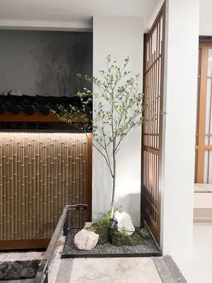 a tree in front of a door with rocks at Tatami Hotel Phuket in Ban Ket Ho