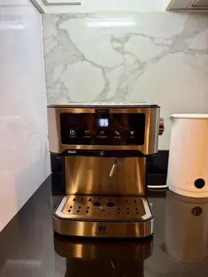 a coffee maker sitting on top of a counter at Luxury 112 m 2BR, Direct Pool Access, 1st Line, Klong Muang Beach in Ban Ko Kwang
