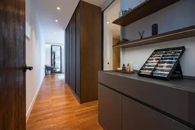 a room with a counter with aasteryasteryasteryasteryasteryasteryasteryasteryastery at Peaceful Penthouse @ Lotus Gardens Layan Beach in Layan Beach