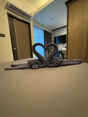 a pair of snakes making a heart on a bed at Black Pantera House in Patong Beach