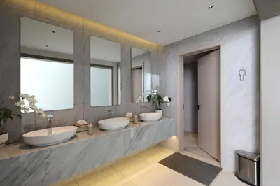 two sinks in a bathroom with two mirrors at 2BR Layan Beach Apartment Capital Pro Kora D244 in Layan Beach