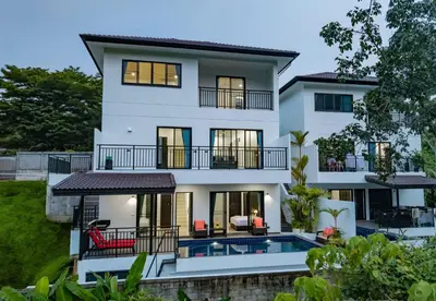 an image of a house with a swimming pool at Brand New Private pool villa Chalong Phuket Mountain view in Ban Klang