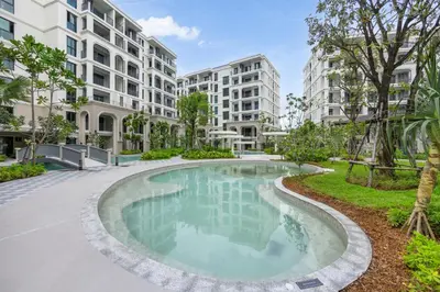 an image of a swimming pool in an apartment building at Vela 1BR Suite — The Title Legendary BangTao in Bang Tao Beach