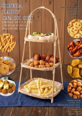 a display of different types of food on a shelf at Sireha Cafe Resort and Glamping in Ban Khok Chang
