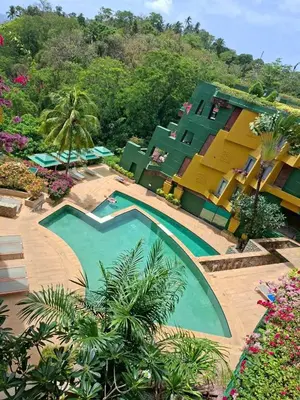 arial view of the resort with a swimming pool at The Aspasia Kata Beach in Kata Beach
