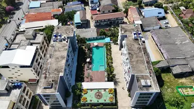 an overhead view of a city with buildings at Eid and Philippe's Home building A9 in Ban Ko Kwang