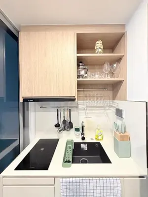 a kitchen with a sink and a counter top at Skypark 4th floor Mountain View terrace in Laguna Phuket