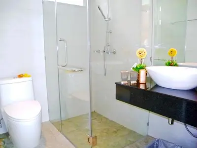 a bathroom with a sink and a toilet and a shower at Skylight 2 bedrooms Villa in Kamala in Kamala Beach