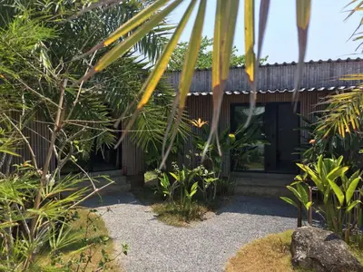 a garden in front of a house with plants at B Happy Resort - SHA ExtraPlus in Kamala Beach