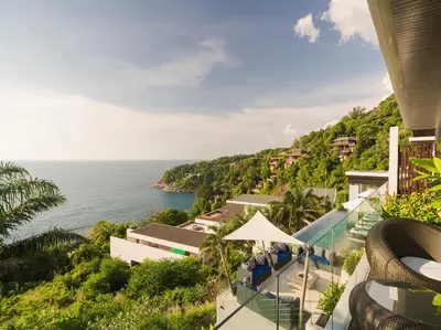 an aerial view of the ocean from a house at Villa Samira by Elite Havens in Kamala Beach