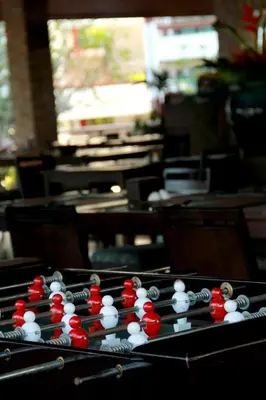 a close up of a chess board with red and white balls at The Elements Krabi Resort - SHA Plus in Klong Muang Beach