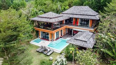 an aerial view of a house with a swimming pool at VILLA Chacha VILLA Coco RESORT APOLLONIA in Ko Yao Noi