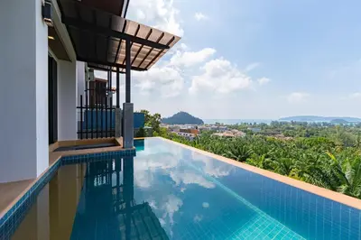 a swimming pool in a villa with a view at Andakiri Pool Villa Panoramic Sea View in Ao Nang Beach
