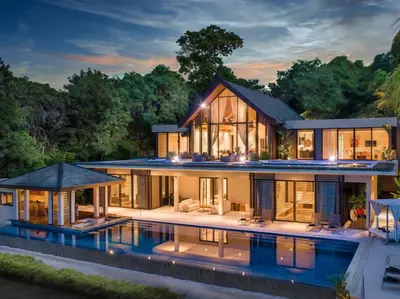 an image of a house with a swimming pool at Naam Sawan in Ban Pa Khlok