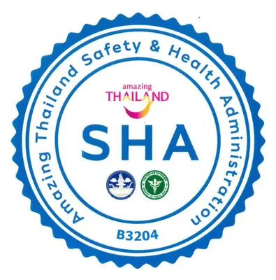 a label for the sha nursing safety and health clinic at 2ROOMS Boutique House in Phuket Town