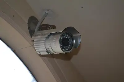 a security camera on the side of a wall at Klong Muang Sunset House in Klong Muang Beach