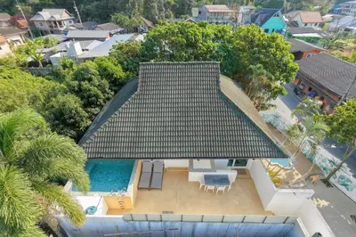 an overhead view of a house with a swimming pool at JUNGLE APARTMENT2 BEDROOMS PRIVATE POOl in Kamala Beach