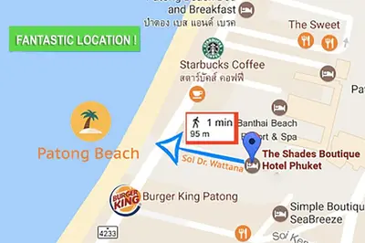 a map of the beaches in cabo beach at The Shades Hotel 50 meter Beach Front in Patong Beach