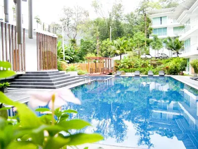 an image of a swimming pool in a house at Peaceful Bliss in 81sqm Top Floor in Kamala in Kamala Beach