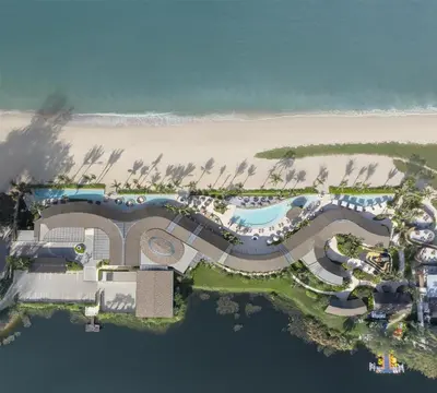 an aerial view of a resort near the beach at Banyan Tree Phuket in Bang Tao Beach