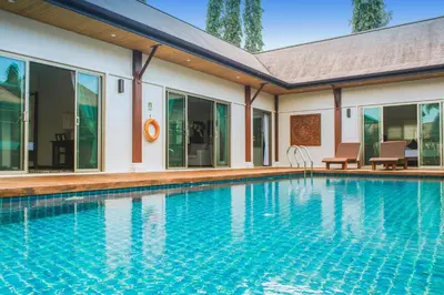 an image of a swimming pool in a house at Two Bedroom Oriental Villa Nai Harn in Nai Harn Beach