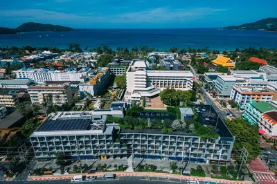 an aerial view of a city with buildings at Hotel Indigo Phuket Patong by IHG in Patong Beach