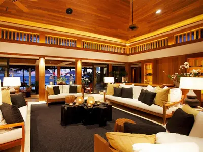 a large living room with white couches and a table at Villa Nandana by Elite Havens in Natai Beach