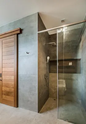 a shower with a glass door in a bathroom at Villa Palavee (B2) in Ao Nang Beach
