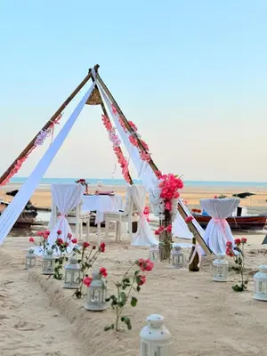 a set up for a wedding on the beach at Baan Taranya Koh Yao Yai Resort in Ko Yao Yai