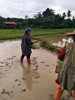 a woman standing in the water in a river at The Best Bungalow in Ban Bang Chak