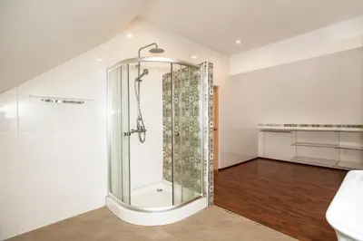 a bathroom with a shower in a room at Beautiful 5BR Villa Felicity, Pool & Garden, near Naiharn in Rawai Beach