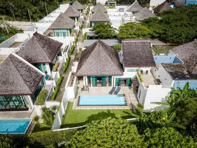 an aerial view of the villas at the resort at Beautiful 3 bedroom pool villa with 65inch smart tv Located near popular Bangtao beach and laguna Phuket in Bang Tao Beach