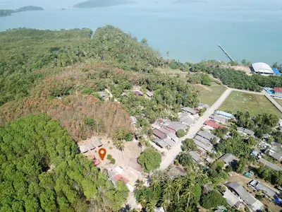 an aerial view of a village on a mountain at Mr Bao Homestay & Bungalows in Ko Yao Noi